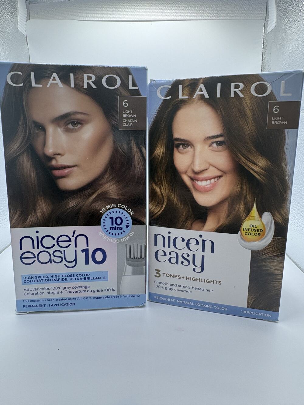 Clairol Nice N Easy Permanent Hair Color Dye #6 Light Brown Gray Coverage 2 Pack